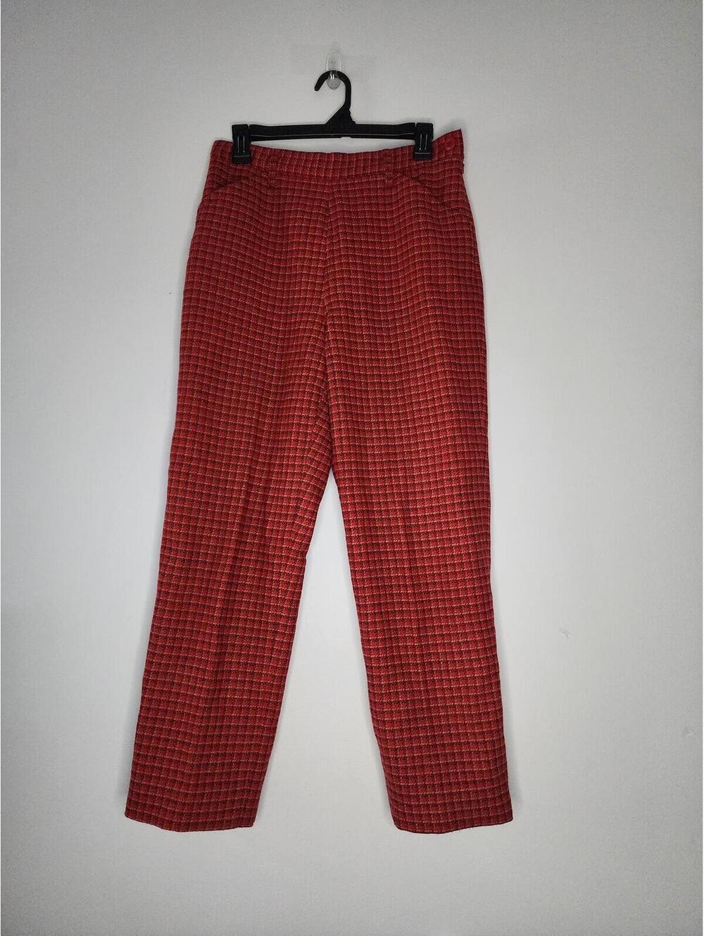 Vintage Abercrombie & Fitch Red Plaid Wool Blend Trousers 65% Wool